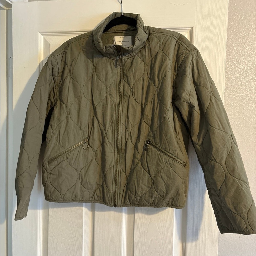 Lucky Brand Quilted Lightweight Jacket Army Green Size Large